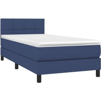 vidaXL Cama Box Spring Con Colch&oacute;n Tela Azul 80x200 Cm Vidaxl