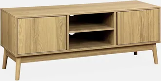 Sweeek Sweeek - Mueble Tv De Efecto Madera Con 2 Puertas, 120cm, Dune, Natural, 120x39x48 Cm