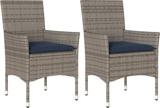 vidaXL Sillones De Jard&iacute;n Con Cojines 2 Uds Rat&aacute;n Sint&eacute;tico Gris Vidaxl