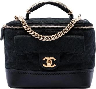 Chanel Pre-owned Globe Trotter Vanity - Dames - Vintage Handtas - Zwart - ONE Size - Leer - Vintage