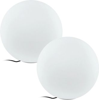 Loops 2 PACK IP65 Outdoor Garden Ball Light White Plastic 1x 40W E27 500mm Globe