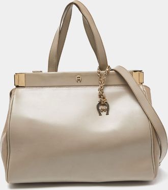 Aigner Beige Leather Tote Bag