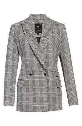 Ted Baker Plaid Double Breasted Longline Blazer in Black at Nordstrom Rack, Size 1 (Fits Like 0-2 Us)