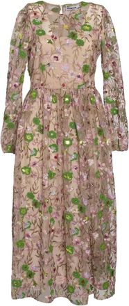 Vivetta Multicolor Bloemen Geborduurde Lange Jurk - Dames - Maxi kleedjes - Veelkleurig - XS - Polyester - Kleedjes
