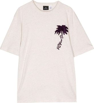 Paul Smith Palm Tree-print cotton nep T-shirt - men - Cotton/Polyester - S - Neutrals