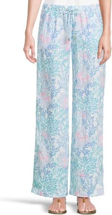 Lilly Pulitzer Brawley Palazzo Pants Womens Multi Via Del Mar Wide Leg GBO3278