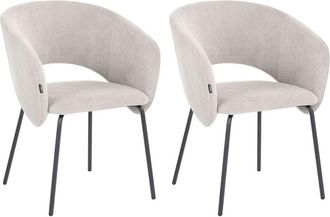 Beliani Set of 2 Dining Accent Chairs Off-White Upholstery without Armrests Metal Base Retro Design BLAKELY