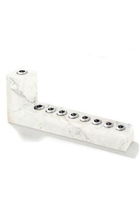 ANNA new york Brillante Marble Menorah in White & Silver at Nordstrom