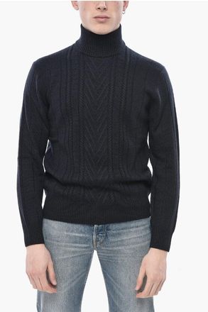 Paolo Pecora Virgin Wool High-Neck Sweater With Ribbed Edges size Xl