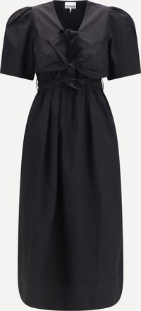 Ganni Abito midi con fiocchi e spalle a palloncino Woman 36