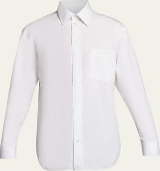 Balenciaga Mens Cotton Poplin Point-Collar Sport Shirt