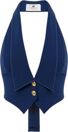 Elisabetta Franchi Sleeveless Top - Dames - Tops zonder mouwen - Blauw - S - Polyester - Tops