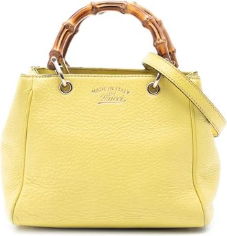Gucci Borsa shopper media in pelle di vitello e bamb&ugrave; 2016-2025 - Giallo