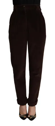 Dolce & Gabbana Womens Bordeaux Corduroy Cotton Trouser Tapered Pants Elastane