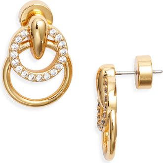 Nordstrom Cubic Zirconia Doorknocker Earrings in Clear- Gold at Nordstrom