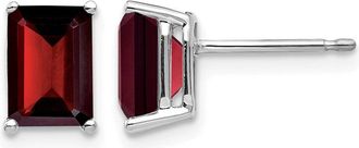 Diamond2Deal 14k White Gold 7x5mm Emerald Cut Garnet Earrings