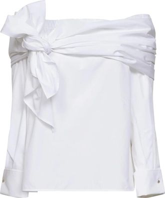 Max Mara Curvone Katoenen Blouse - Dames - Blouses - Wit - XS - Katoen - Overhemden