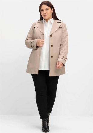 Sheego Outdoorjacke SHEEGO, Damen, Gr. 40, grau (softtaupe), 64% Baumwolle, 36% Polyester, unifarben, Jacken Outdoorjacke