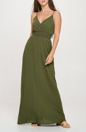 West K Solid Sleeveless Gauze Maxi Dress in Olive at Nordstrom Rack, Size X-Large