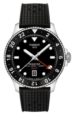 Tissot Seastar 1000 GMT Bracelet Watch, 40mm in Black at Nordstrom