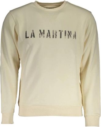 La Martina Bianco Katoenen Sweatshirt - Heren - Sweatshirts - Beige - XL - Katoen - Hoodies & sweatvesten