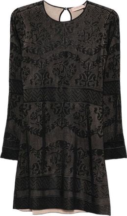 Twin-Set Mini Dress With Textured Fabric And Floral Patterns