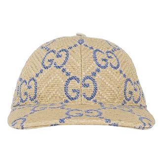 Gucci (WMNS) Gucci GG Raffia Effect Baseball Hat Beige Blue 701713-3HAJF-9577