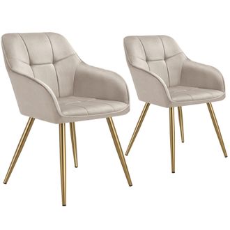 TecTake Dining Chair Marilyn Set Of 2 - Taupe/Gold in Taupe | Size: 2 Pack