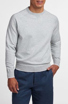 David Donahue South Point Cotton & Silk Blend Crew Sweater in Heather Grey at Nordstrom, Size Xx-Large