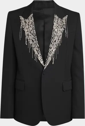 Alexander McQueen Men & apos;s Crystal Embroidery Single-Breasted Sport Coat