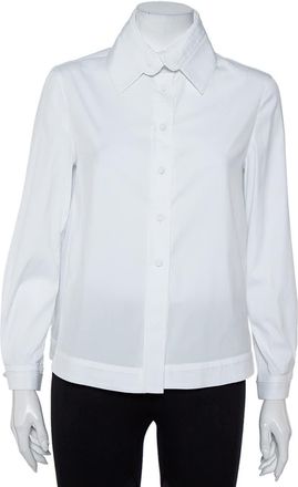 Emporio Armani White Cotton Extended Collar Detail Button Front Boxy Shirt