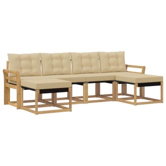 vidaXL Conjunto De Sof&aacute;s De Exterior Con Coj&iacute;n 6 Pcs Y Beige Vidaxl