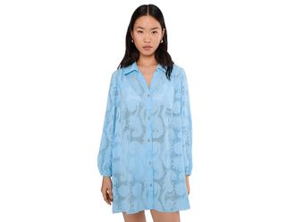 Lilly Pulitzer Sadira Clip Coverup Womens Swimwear Bellevue Blue Tangerine Dream Poly Clip : XXS, Polyester