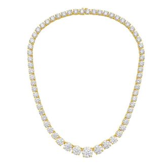 Diana M. Jewels 14kt Yellow Gold 30cts lab grown Round diamond 4 Prong Graduated tennis necklace