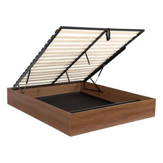 Sweeek Cama con caj&oacute;n y somier de l&aacute;minas 160x200cm, decorado en madera