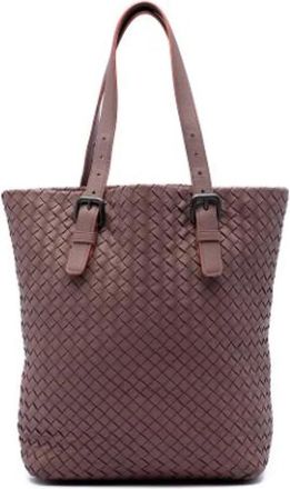 Bottega Veneta Pre-owned Woven Leather Tote Bag - Dames - Vintage Shopper - Roze - ONE Size - Leer - Vintage