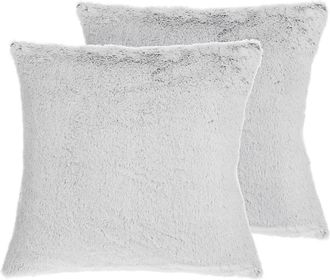 Beliani Conjunto De Cojines Decorativos De Piel Sint&eacute;tica Gris 45 X 45 Cm Decoraci&oacute;n Moderna Clematis