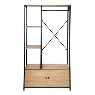 Calicosy Wardrobe With Shelves & Storage, 2 Doors, H167 Cm - LENNY in Light Oak