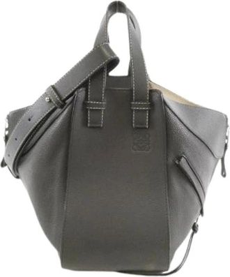 Loewe Pre-owned Handbags, female, Gray, Size: ONE SIZE Pre-owned Hammock Small Calf Shoulder Bag