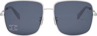 Celine Rhinestone Triomphe Blue Square Ladies Sunglasses CL40284U 16V 59