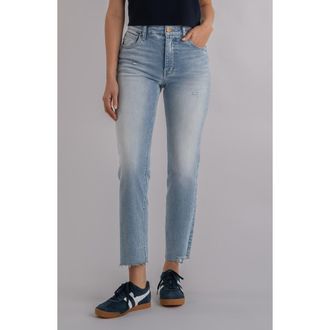 Kut from the Kloth Rachael Fab Ab Raw Hem High Waist Crop Mom Jeans in Performance at Nordstrom, Size 00