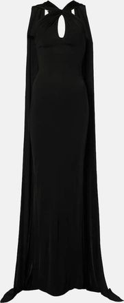New Arrivals Cutout caped halterneck gown