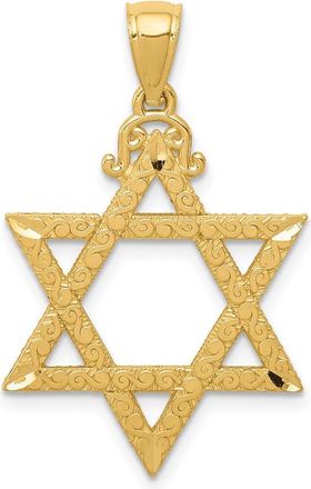 Diamond2Deal 14k Yellow Gold Diamond-cut Star of David Pendant