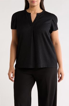 Anne Klein Tulip Sleeve Top in Anne Black at Nordstrom, Size 1 X