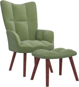 vidaXL Sill&oacute;n De Relax Con Taburete De Terciopelo Verde Claro Vidaxl