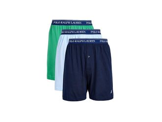 Polo Ralph Lauren Classic Fit Knit Boxers Mens Underwear Cruise Navy/Raft Green/Office Blue : 2XL, Cotton