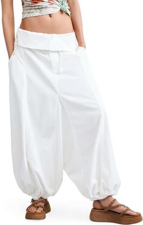 Desigual Wide Leg Cotton Balloon Pants in White at Nordstrom, Size X-Small