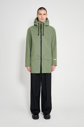 Stutterheim Stockholm Patch Matte Raincoat in Dry Green at Nordstrom, Size X-Small