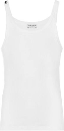 Dolce & Gabbana Marcello Ribbed Katoenen Tanktop - Dames - Tops - Wit - Maat: L Katoen