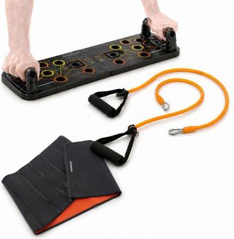 InnovaGoods Pack Fitness - Innovagoods - Pulsher & Redle - Planche De Flexiones Con Bandas - Faja Efecto Sauna - Gu&iacute;a De Ejercicios